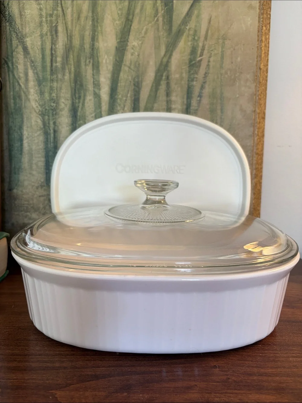CORNINGWARE F-2-B ‘French White’ Casserole with Glass & Plastic Lids 2.8 Liters
